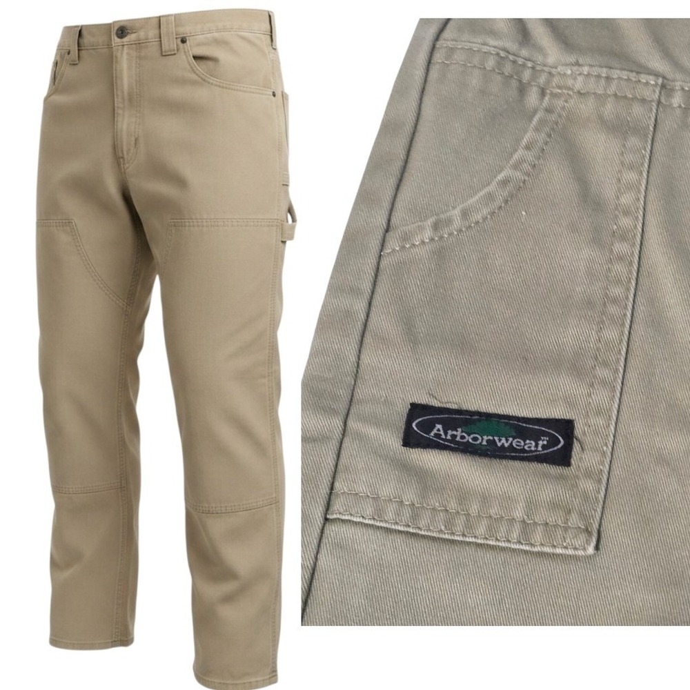 Arborwear Work Pants Mens 36x30 Tan Double Knee Cotton Canvas Utility Cargo Tree